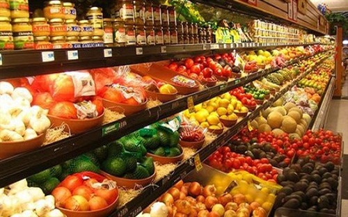 سوق خضروات وفاكهة سلع غذائية