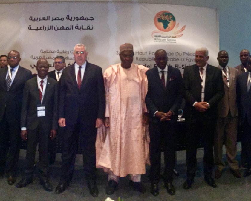 صورة تذكارية مع عدد من سفراء الدول الافريقية بمؤتمر تأسيس اتحاد المهندسين الزراعيين الافارقة