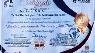 أيمن حسني عش مدير معهد المحاصيل السكرية يحصل علي جائزة أفضل بحث في مصر