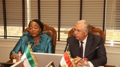 جانب من لقاء وزير الزراعة المصري برئيسة مجلس الشيوخ بدولة غينيا الاستوائية